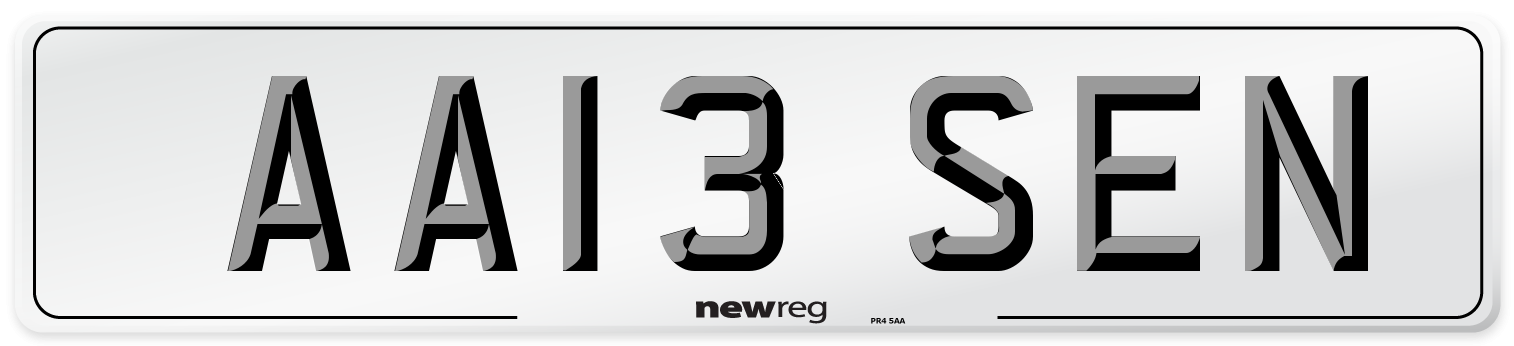 AA13 SEN Number Plate from New Reg